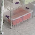 thumbnail image 4 of Sterilite 30 Liter ClearView™ Latch Box, Clear Plastic Storage Bin with Lid and Purple Latch - 6 Pk, 4 of 6