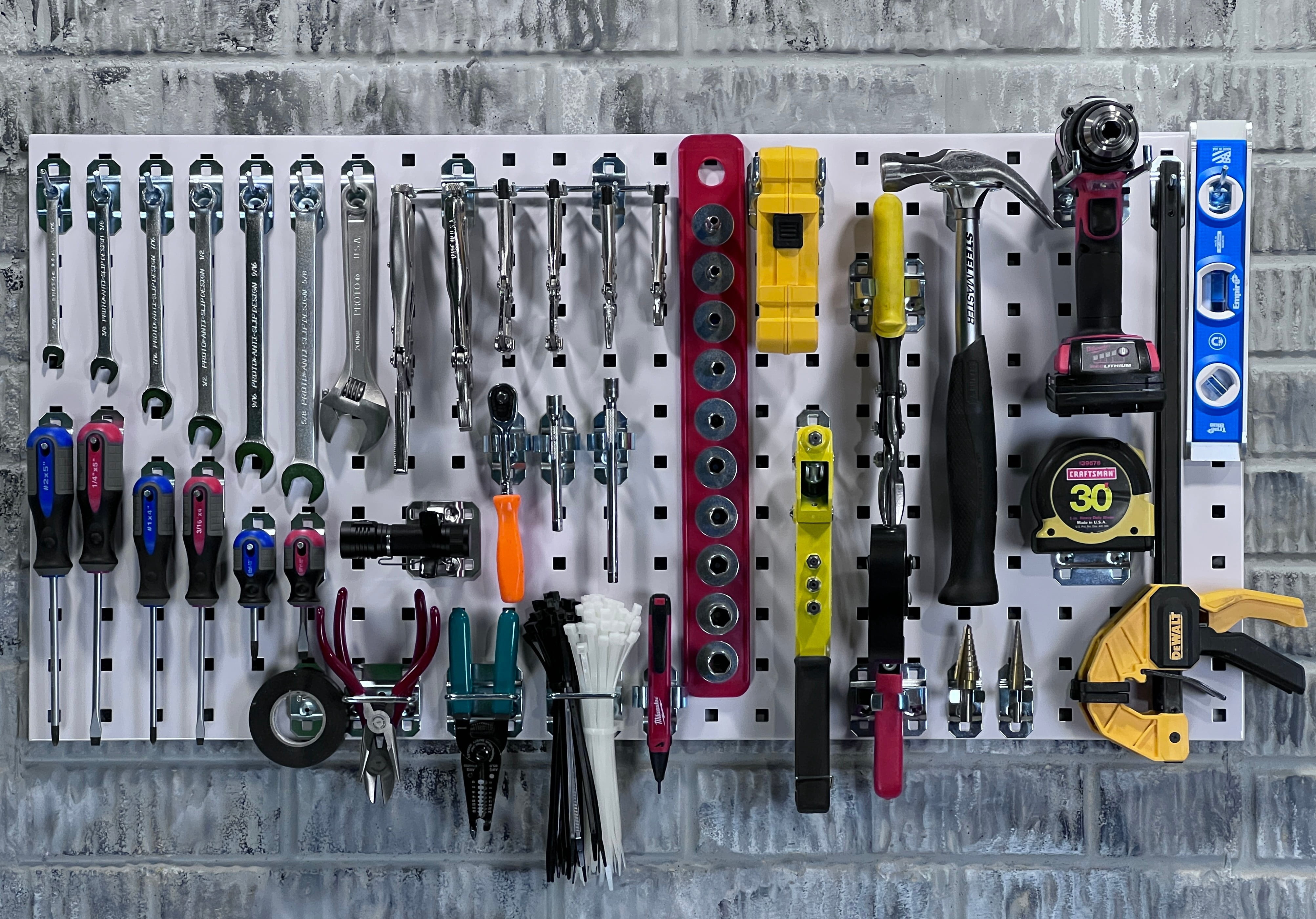 Triton Products® WC18-WH-Kit Wall Square Hole Pegboard and Locking Hook Organizer