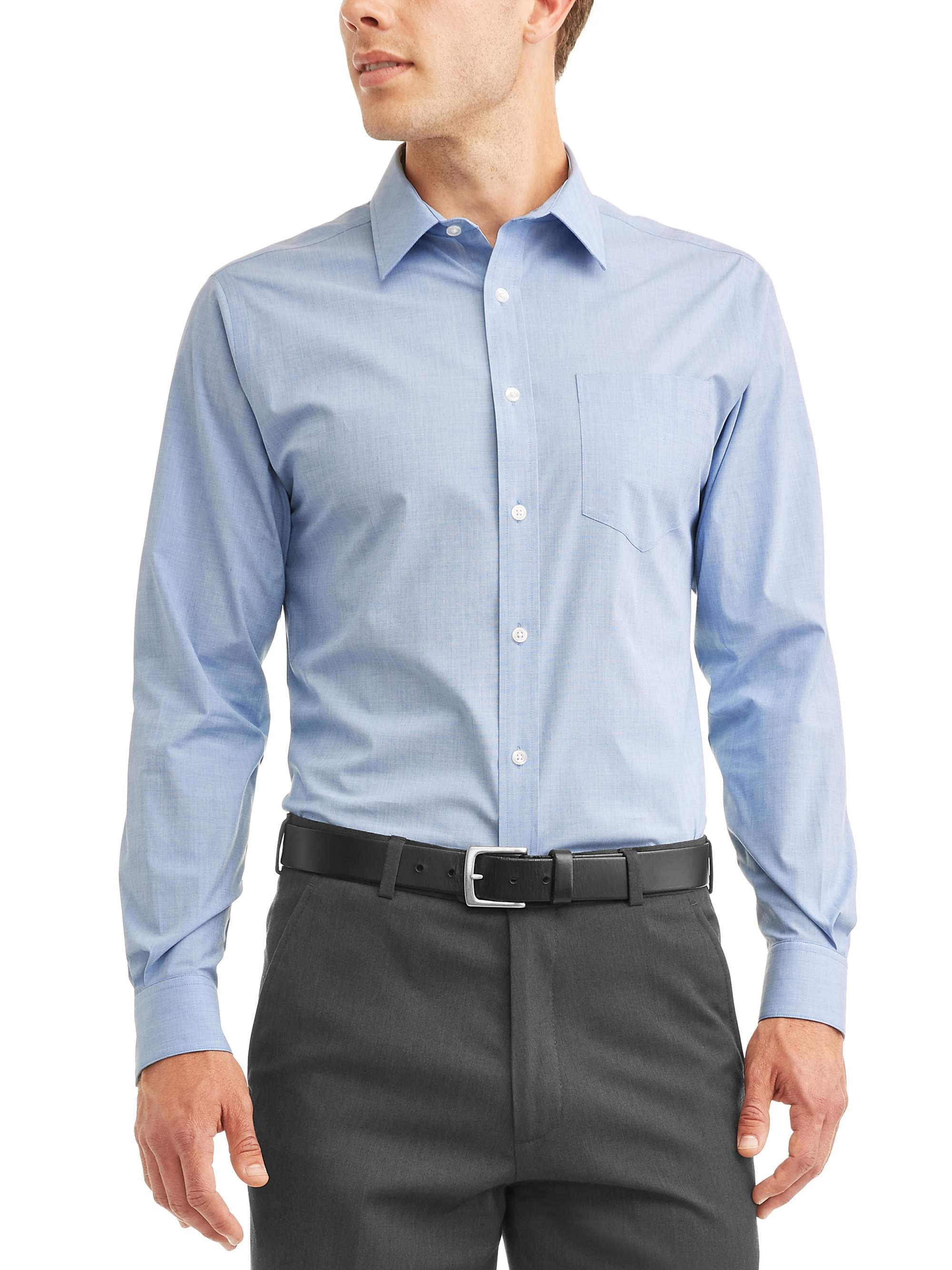 Ed Garment MenS Long Sleeve Non Iron Dress Shirt-French Blue-L-33