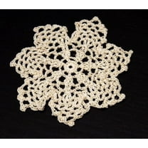 Handmade Crochet Lace Pineapple Beige Doily. 4 Inch Round. 100% Cotton. 4 Pieces.