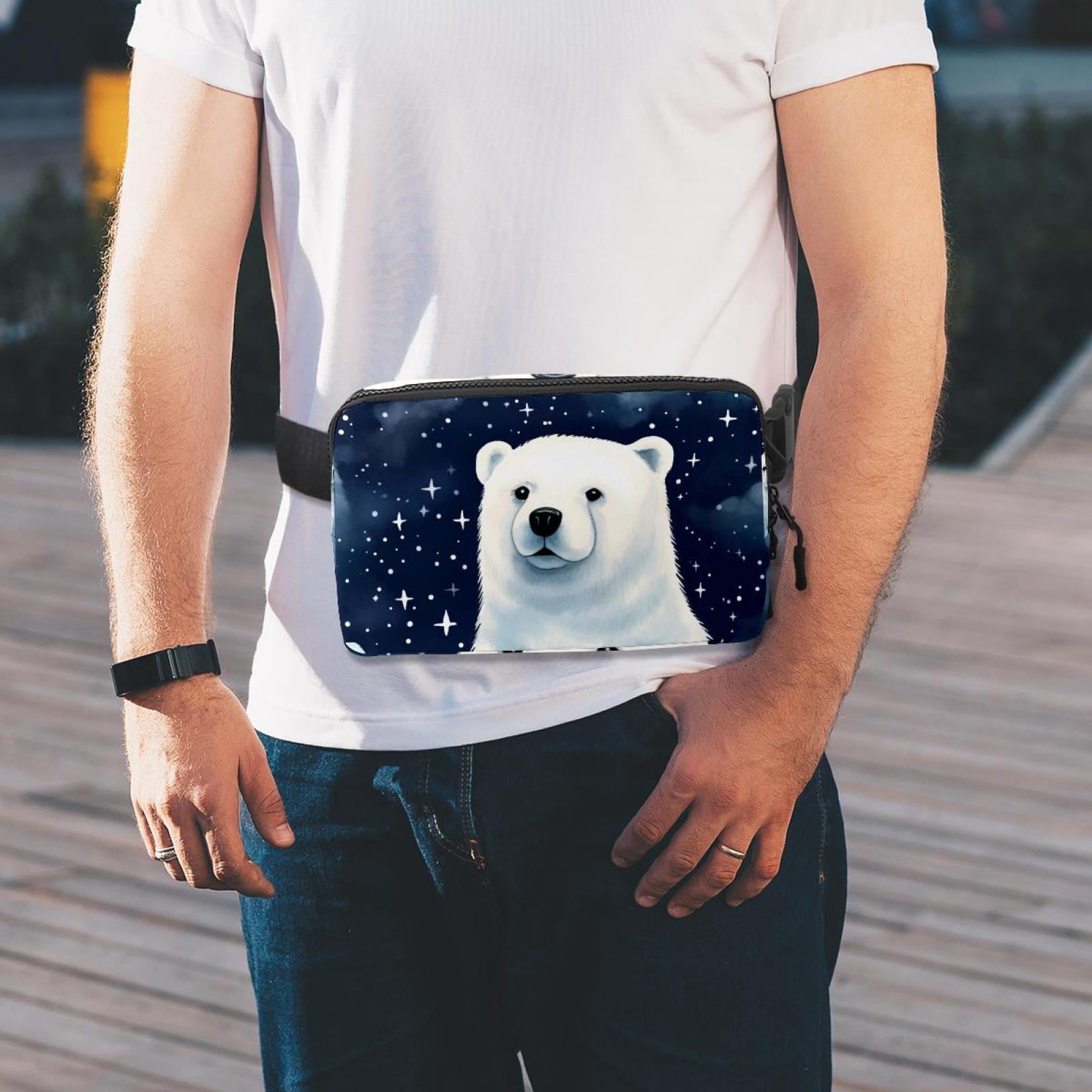 Starry sky polar bear Lightweight Adjustable Running Belt with Extension Strap for Unisex - Fanny Pack Waist Bag for Fitness and Exercise