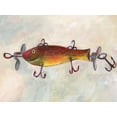 thumbnail image 2 of Moore, Regina 24x19 Black Ornate Wood Framed with Double Matting Museum Art Print Titled - Retro Fishing Lure V, 2 of 4