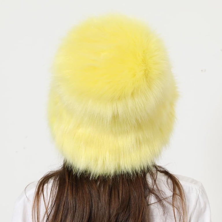 Faux Fur Bucket Hat for Women, Plush Fuzzy Winter Fisherman  display picture 1