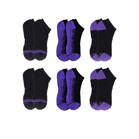 On the Go Women's Cushion Low Cut Socks (6 Pair Pack, Purple Lovers)