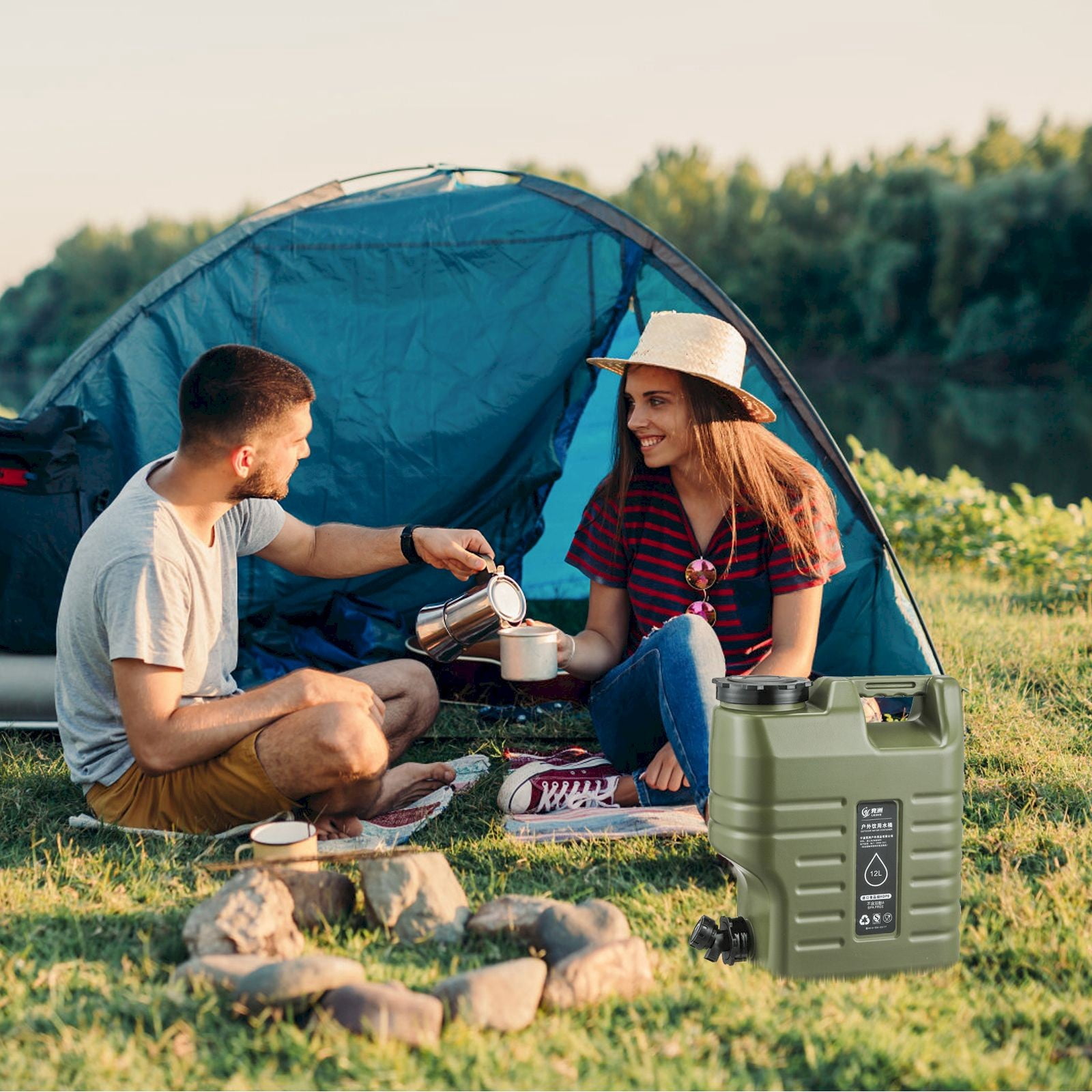 THLKIF Portable 5-Gallon Water Container with Faucet, Camping Water Jug Storage Barrel for Outdoor, Emergency Preparedness, Hiking, and Picnic Hydration