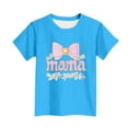 thumbnail image 4 of SGFCWSX Girls T-Shirts Kids Casual Mothers Day Print Short Sleeve Graphic Tops Blue Size 7-8 Years, 4 of 6