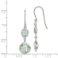 thumbnail image 2 of White Sterling Silver Earring Drop & Dangle Women'S Diamond Round Prasiolite Pear Cushion 39 mm 10, 2 of 2