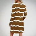thumbnail image 4 of SMihono Striped Long Sleeve Casual Dress for Women Crew Neck Knee Length Shift Spring Fashion Lightweight Dailywear Lounge Brown 4, 4 of 7