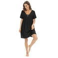 thumbnail image 6 of WBQ Women's Short Sleeve Nightgown with Pockets Lace Stitching V Neck Front Pleated Nightdress Loose Casual Nightshirt Sleepwear Soft Loungewear Above Knee Length Pajama Dress, S-2XL, 6 of 6