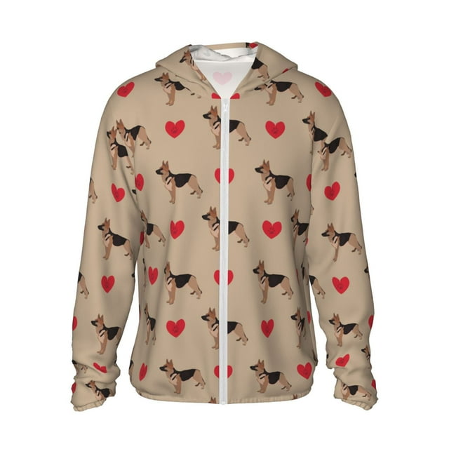 Vsdgher Sweat à Capuche Imprimé Chien Berger Allemand pour Hommes Femmes, Manches Longues Protection Solaire Pêche Course Natation-3TG