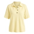thumbnail image 2 of BODOAO Women's 2026 Short Sleeve V Neck Shirt, Collared Button Down Summer Tee Top, Business Casual Lightweight Blouse for Office Work, Travel and Daily Outfits Yellow 3XL, 2 of 2