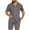 Dark Gray Set for Men, variant on Mrmaere Men's V Neck Scrub Set Short Sleeve Shorts 2 Piece Button Closure Breathable for Daily Beige L