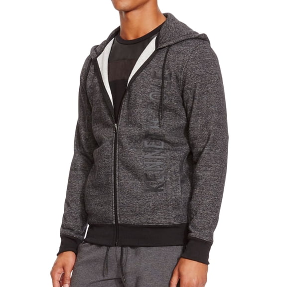 Kenneth Cole Mens Logo Hoodie Sweatshirt, Grey, X-Large
