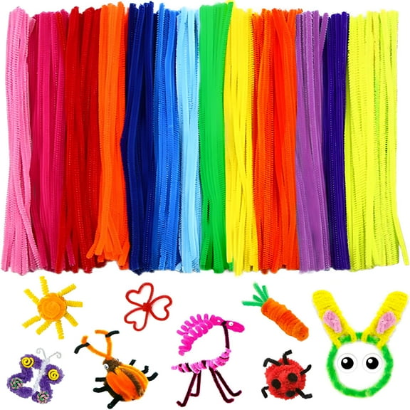 ACDANC Pipe Cleaners Craft Chenille Stems 100 Pcs Chenille Cleaners Kids Fuzzy Sticks for DIY Art Creative Crafts Decorations, 6 mm x 12 Inch, Assorted Colors (Rainbow)