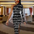 thumbnail image 2 of Partition de Musique sur Fond Noir Robe Fendue Demi-Dleeve Tenue de Plage Robe d'Été Quotidienne, 2 of 4