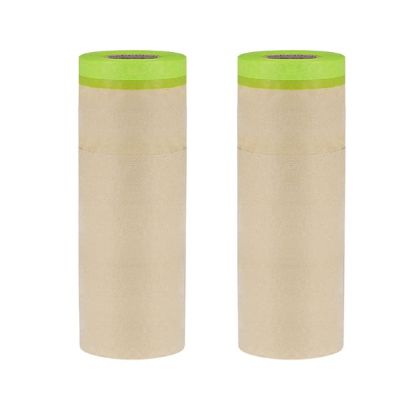 Uxcell Pre-Taped Masking Paper 11.8" x 49ft Brown Paper High-Tack Tape 2pcs Green
