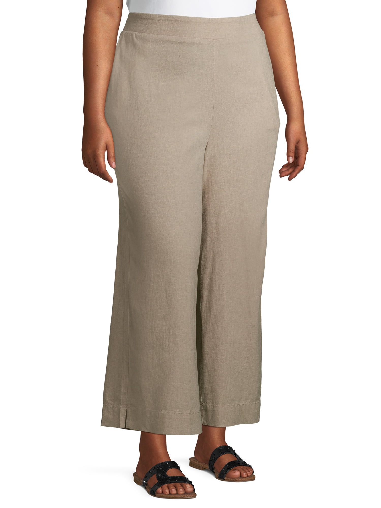 plus size linen crop pants