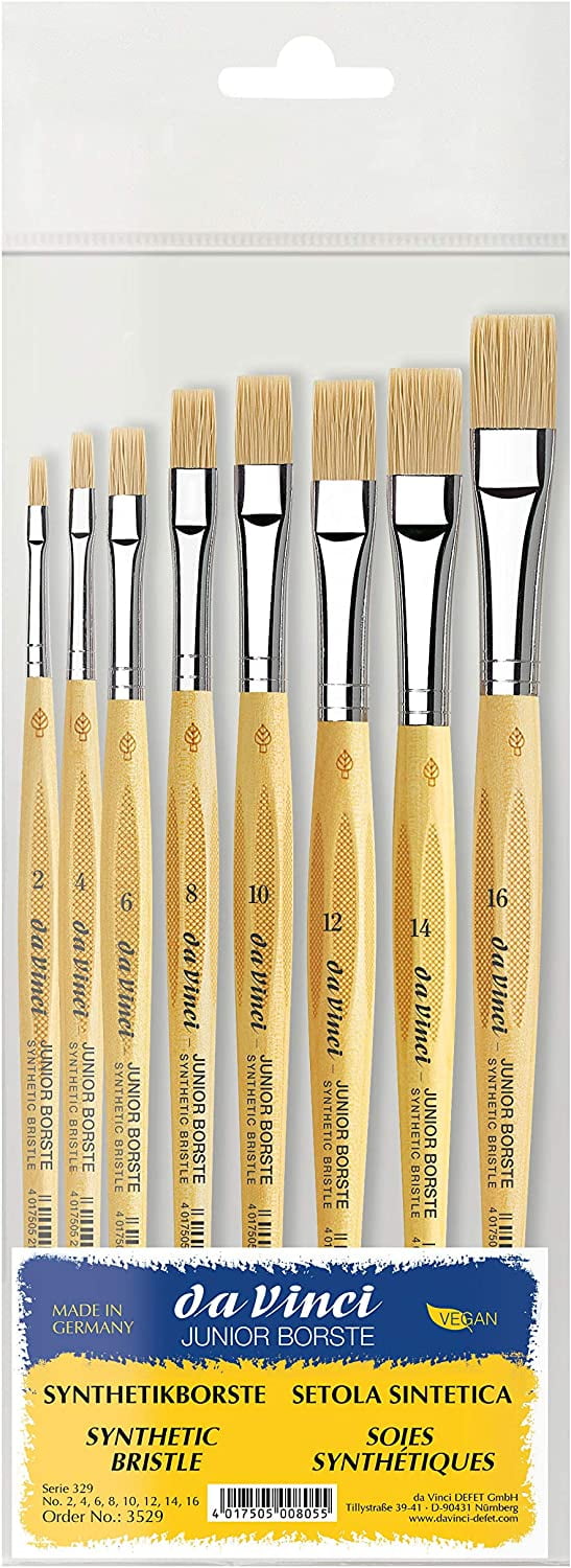 Da Vinci Junior Synthetic Bristle Brushes and Set - Flat, Set of 8 