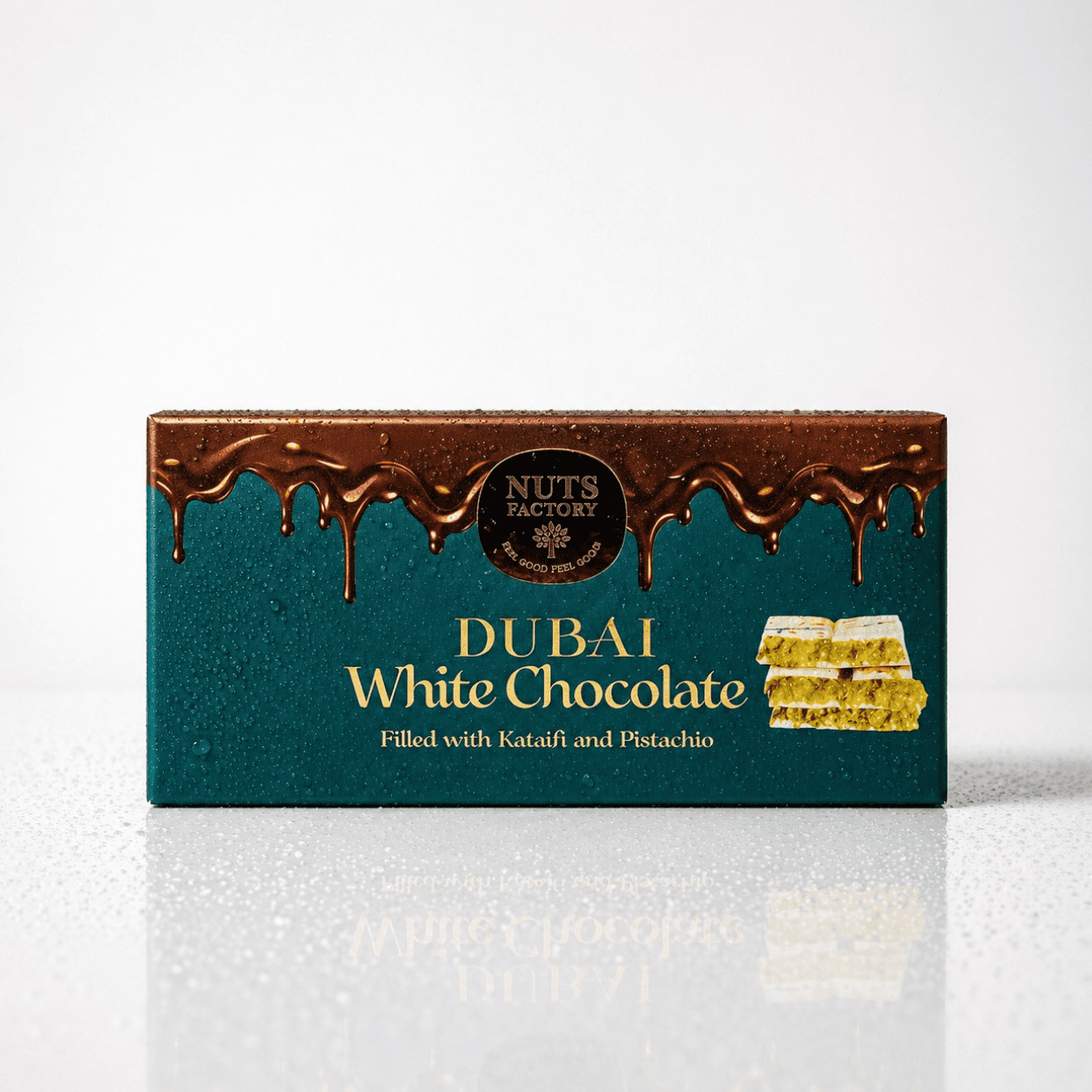 Nuts Factory Dubai Style White Chocolate Bars with Pistachio Cream & Crispy Kataifi, Pack of 2 Large Bars – #1 Ranked Dubai Chocolate Bars in the World by CNBC