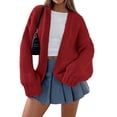 thumbnail image 1 of Suéter Cardigan PRETTYGARDEN Manga Larga Tejido Grueso Rojo S, 1 of 8