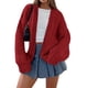 thumbnail image 1 of Suéter Cardigan PRETTYGARDEN Manga Larga Tejido Grueso Rojo S, 1 of 8