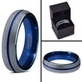 thumbnail image 4 of P. Manoukian Tungsten Wedding Band Ring 4mm for Men Women Blue Grey Domed Brushed Lifetime Guarantee Size 5.5, 4 of 4
