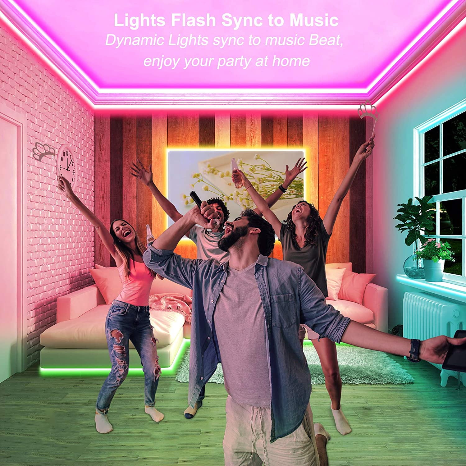 LED Strip Lights,WiFi APP Control 66ft Smart RGB Light Strips Compatible with Alexa Google Assistant, Music Sync Color Changing Tape Lights for Room, Kitchen, TV, Party, Home Decoration