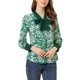 thumbnail image 1 of Blusa de mujer Allegra K con estampado floral bohemio, mangas largas, lazo en el cuello en V, color verde M, 1 of 7