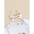 thumbnail image 5 of Bagilaanoe 3pcs Newborn Baby Girl Pants Set Short Sleeve Romper Tops + Daisy Flare Trousers + Headband 3M 6M 12M 18M Infant Casual Clothes, 5 of 7