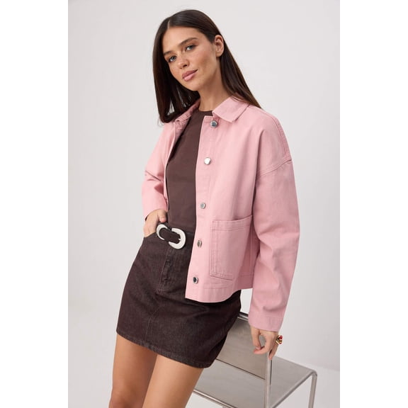 TRENDYOLMİLLA Women's Pink Plain Three-Quarter Sleeve Oversize Jackets