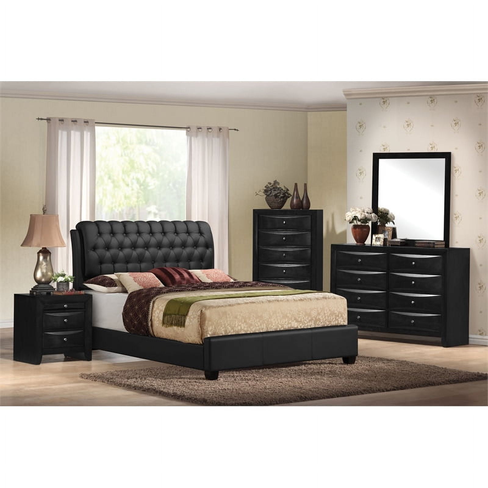 Acme Ireland II Eastern King Bed in Black PU, Multiple Sizes
