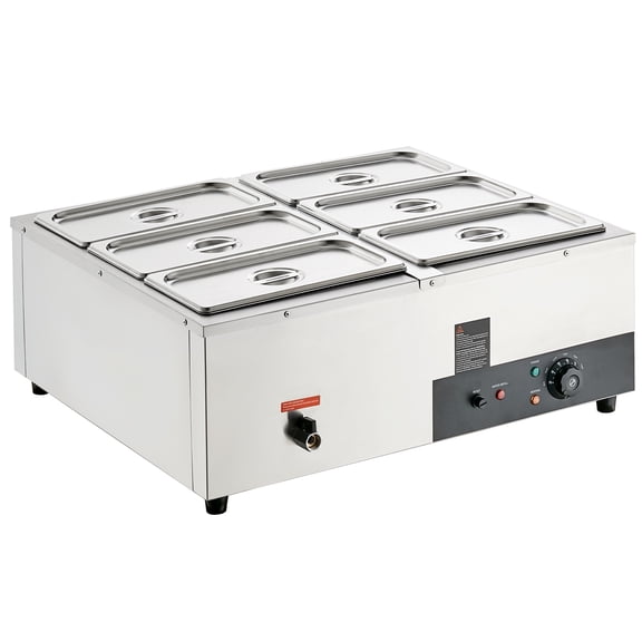 KFFKFF 6*8 Qt Pan Bain Marie Countertop Buffet Commercial Electric Food Warmer