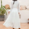 thumbnail image 4 of Vestido largo bordado de gasa con cuello en V vestido elegante para mujer traje diario holgado, 4 of 6