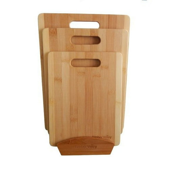 Timber Valley Bamboo 3-Piece Cutting Board Set with Stand