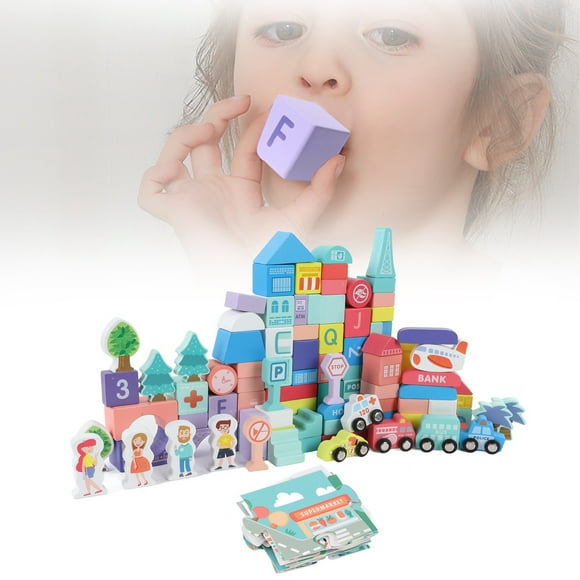 Kids Building Toy, Wooden Number Letter Building Blocks Educational For Home