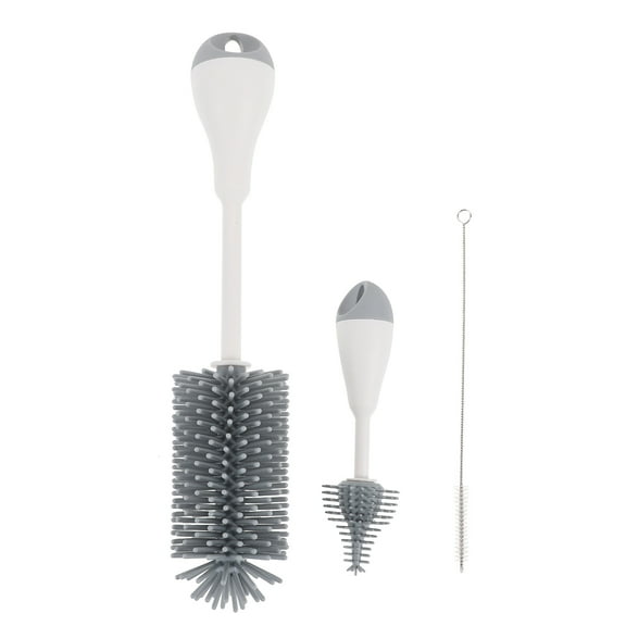 LULULION Cup Cleaning Brush Set Grey ABS Handle Ergonomic Design 3Pcs