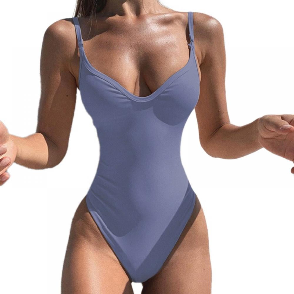 Women One Piece Bikini Backless Monokini Swimsuits Solid Swimwear Swimming Suits