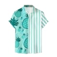 thumbnail image 3 of Camisas De Mezclilla Para Hombre Camisa para hombre Camisa de playa de manga corta holgada informal (Blue, XXL), 3 of 6