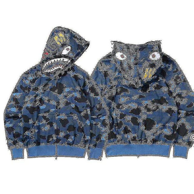 Mens Hoodie Camo Loose Zipper Jacket Sweatershirt For Men Boy_fs