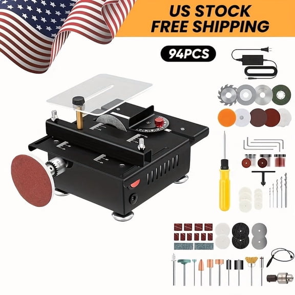 Precision Mini Table Saw: All-in-One Cutting, Sanding, Engraving & Drilling Machine, 7-Speed Adjustable, Compact for Woodworking DIY