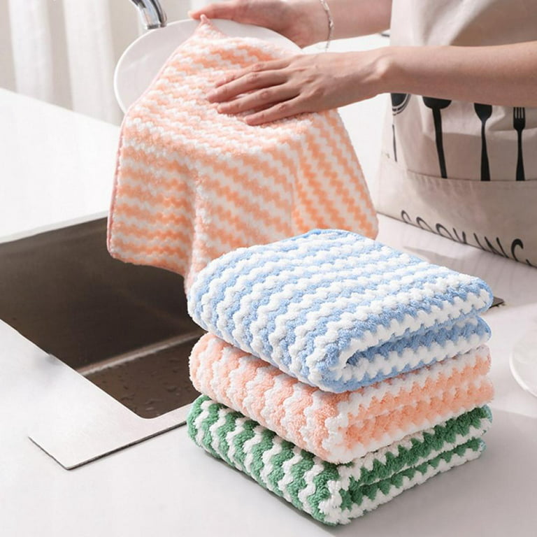 Kitchen Dishcloths - Does Not Shed Fluff - No Odor Reusable Dish Towels,  Premium Dish Cloths, Super Absorbent Coral Fleece Cleaning Cloths, Nonstick