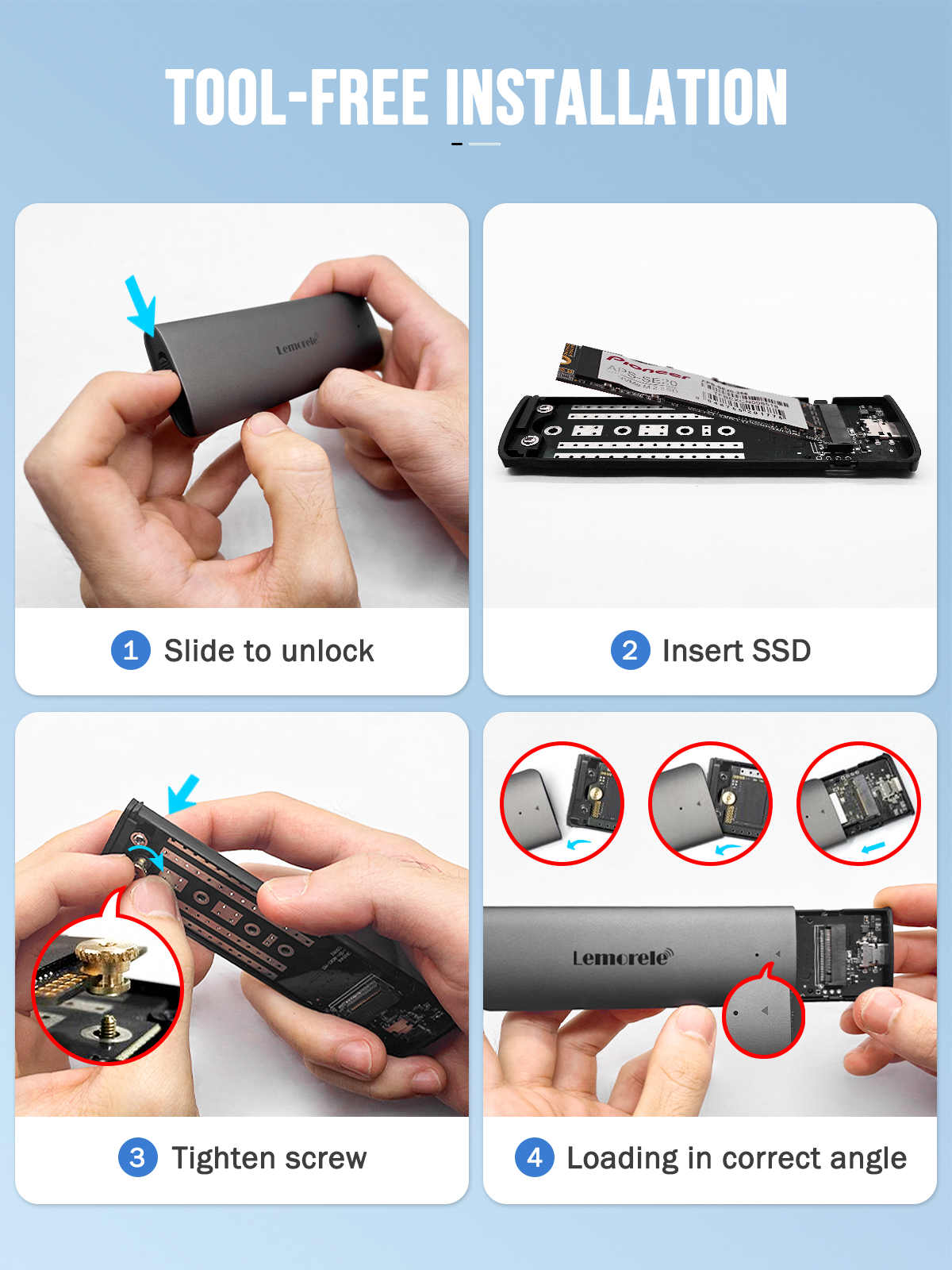 Clearance!!! M.2  NVME SDD Enclosure, USB 3.2 NVMe SSD M2 Housing Adapter Aluminium for 2230/2242/2260/2280 M.2 NVMe/SATA SSD from M-Key/M+B Key with 2 in 1 Cable Tool-Free
