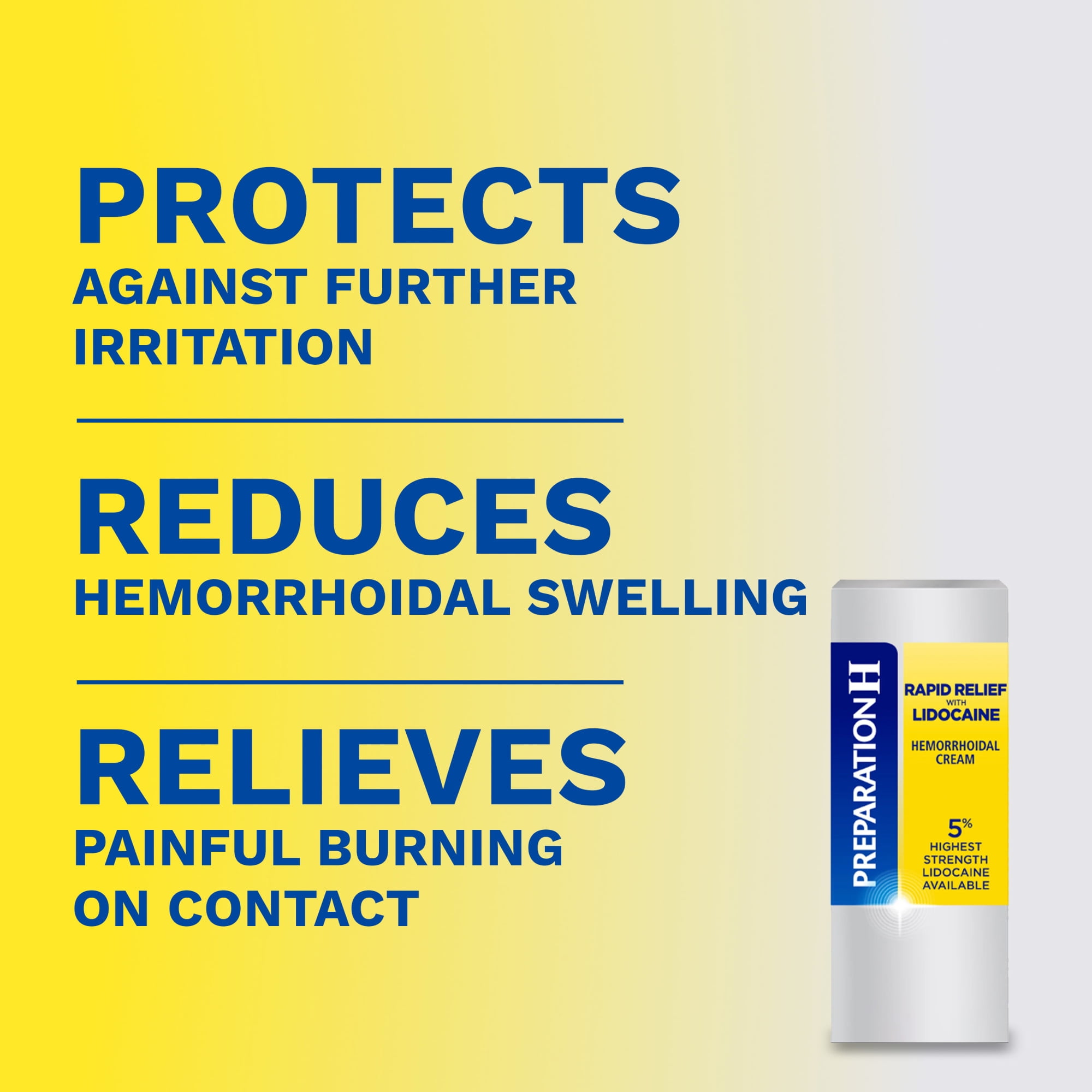 (3 pack) Preparation H Rapid Relief Hemorrhoid Cream With Lidocaine, Numbing Relief for Swelling, Pain, Burning and Itching - 0.75 Oz Tube