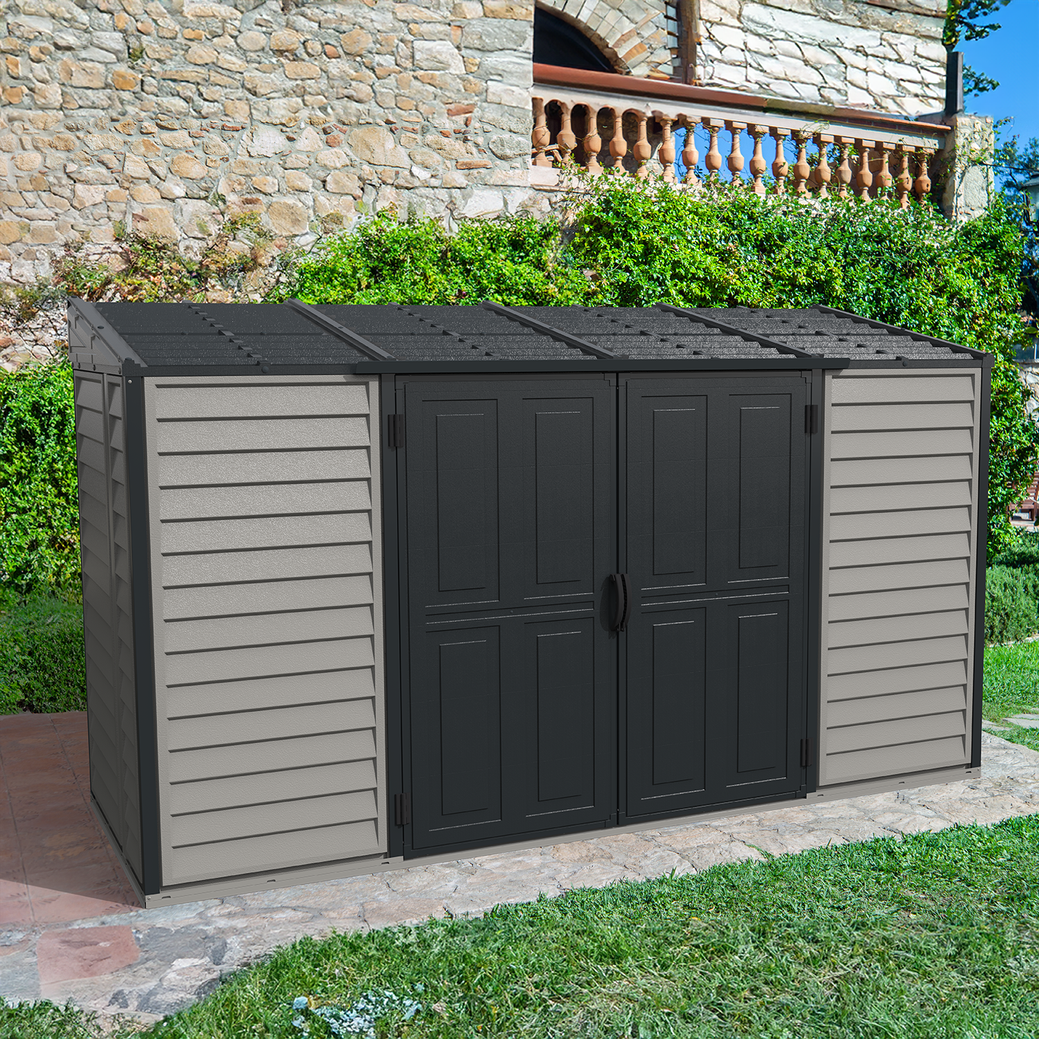 DuraMax SideMate Plus Pro 10x4 Vinyl Storage Shed with Double
