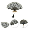 thumbnail image 3 of Unique Bargains 1 Pc Cherry Blossom with Tassel Folding Fan for Masquerade Black Silk Fabric, 3 of 5