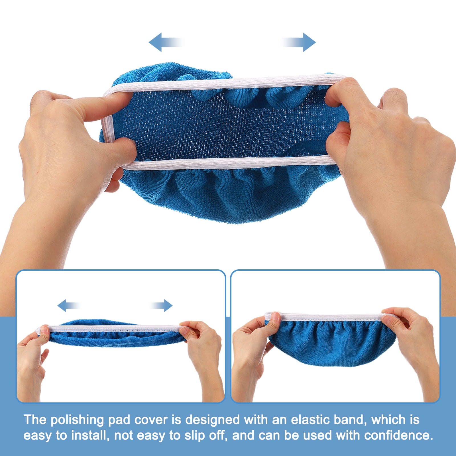Uxcell 10Pcs Car Polisher Bonnet Buffing Pad Micro-fiber for 9"-10" Car Buffer Bonnets Polisher, Dark Blue