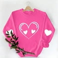 thumbnail image 5 of SERTG Womens Round Neck Valentine Heart Print Hoodless Sweatshirt Fashion Casual Long Sleeve Spring Fall Pullover Blouses Tops(Hot Pink#1,L), 5 of 9