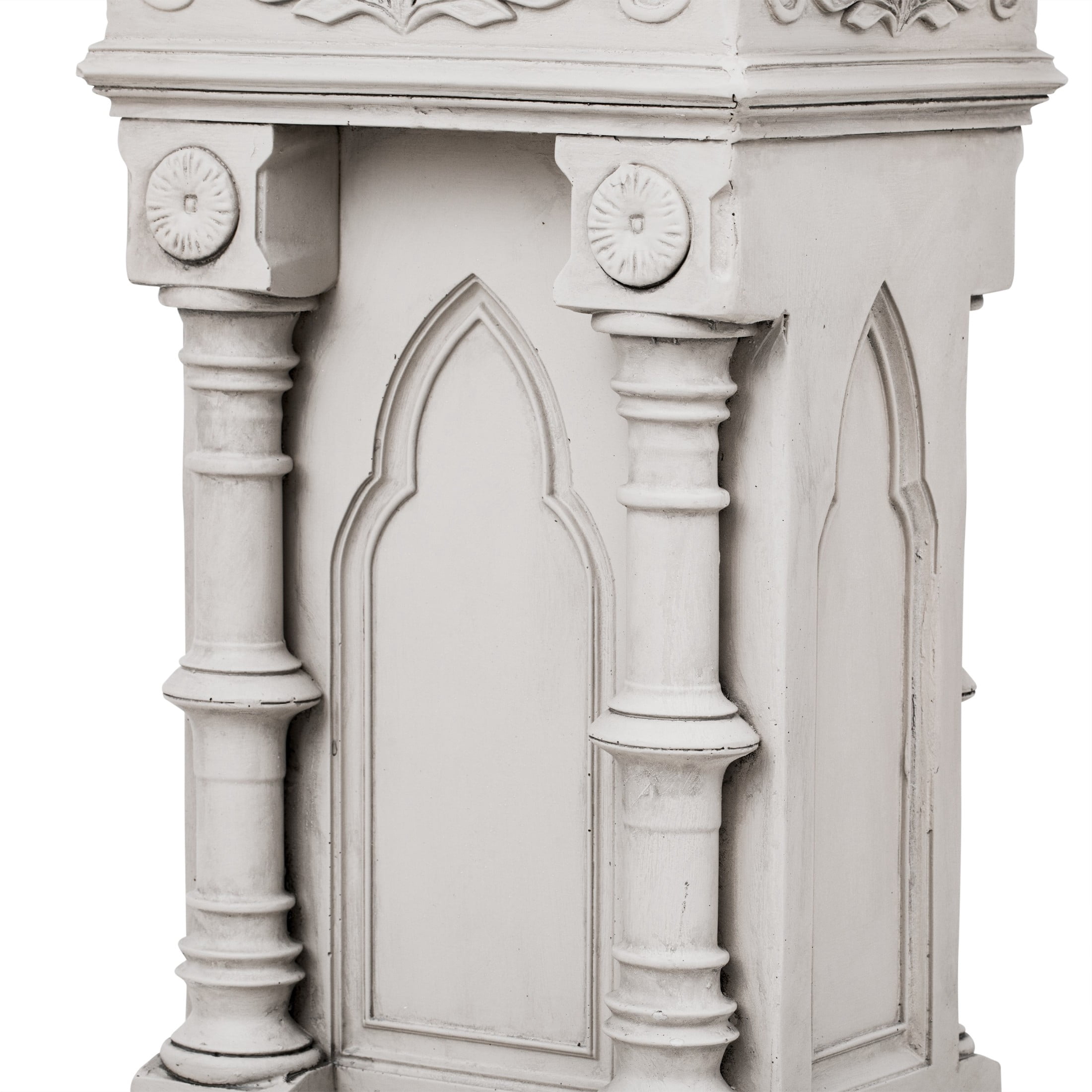 Christopher Knight Home Gothic Floral Pedestal Plant Stand, Decorative Display Column, Antique White