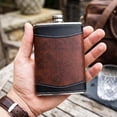 thumbnail image 4 of 8oz Stainless Steel Primo 18/8 #304 Brown/Black PU Leather Premium/Heavy Duty Hip Flask Gift Set, 4 of 9