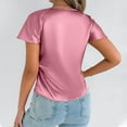 thumbnail image 3 of Adeawade Womens T Shirts Round Neck Short Sleeve Loose Fit Solid Color Fashion Tee Versatile Clothes L Pink, 3 of 5
